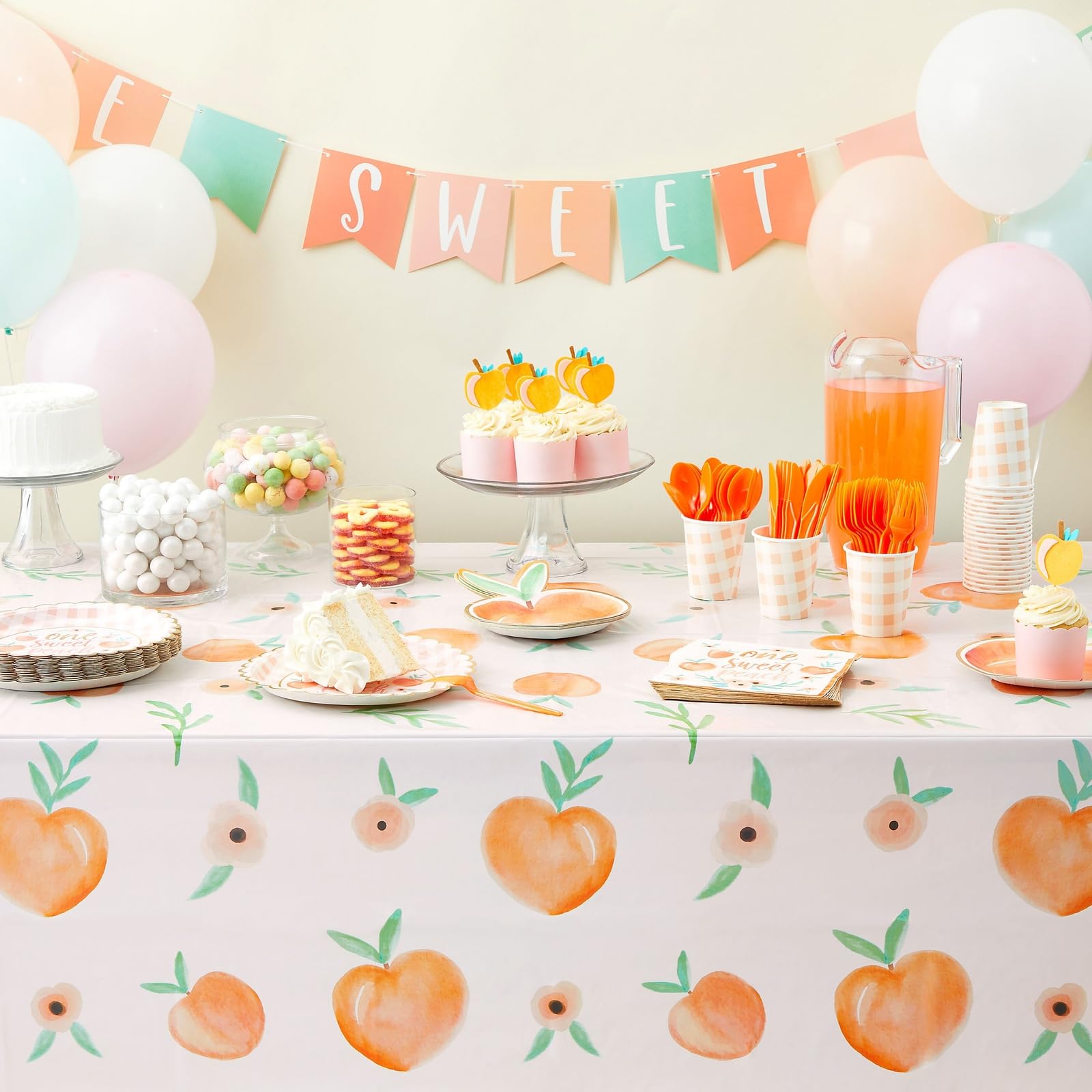 ♥ぴーちか♥テーブル♥ Amazon.com: Sparkle and Bash Peach Theme Tablecloth - 54 x 108